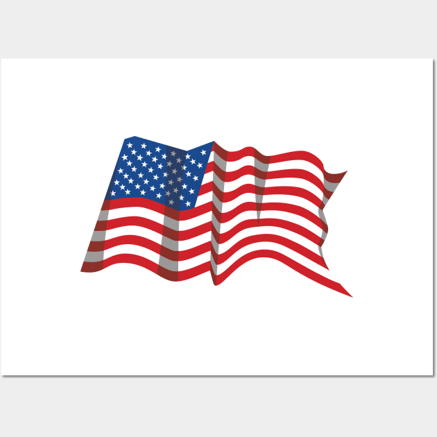 Waving USA flag Wall Art by vecras